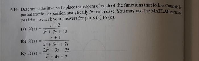 Solved 6.10. Determine the inverse Laplace transform of each | Chegg.com