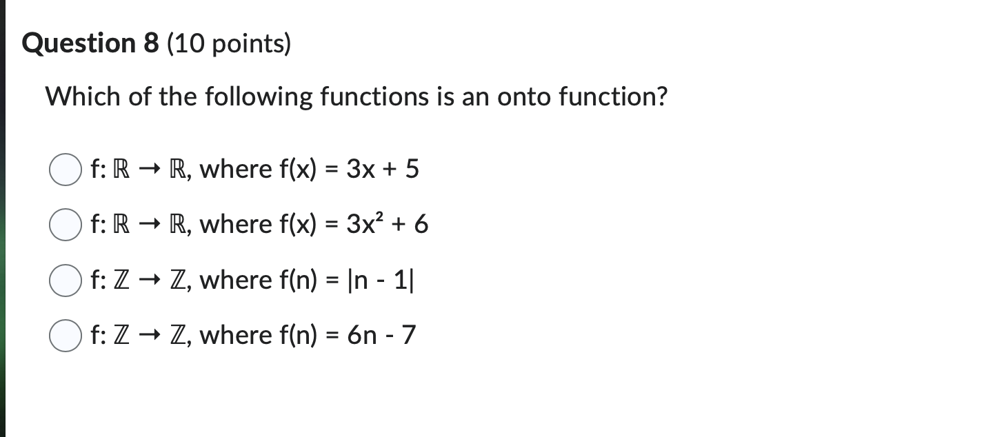 Solved Question 8 (10 ﻿points)Which of ﻿the following | Chegg.com