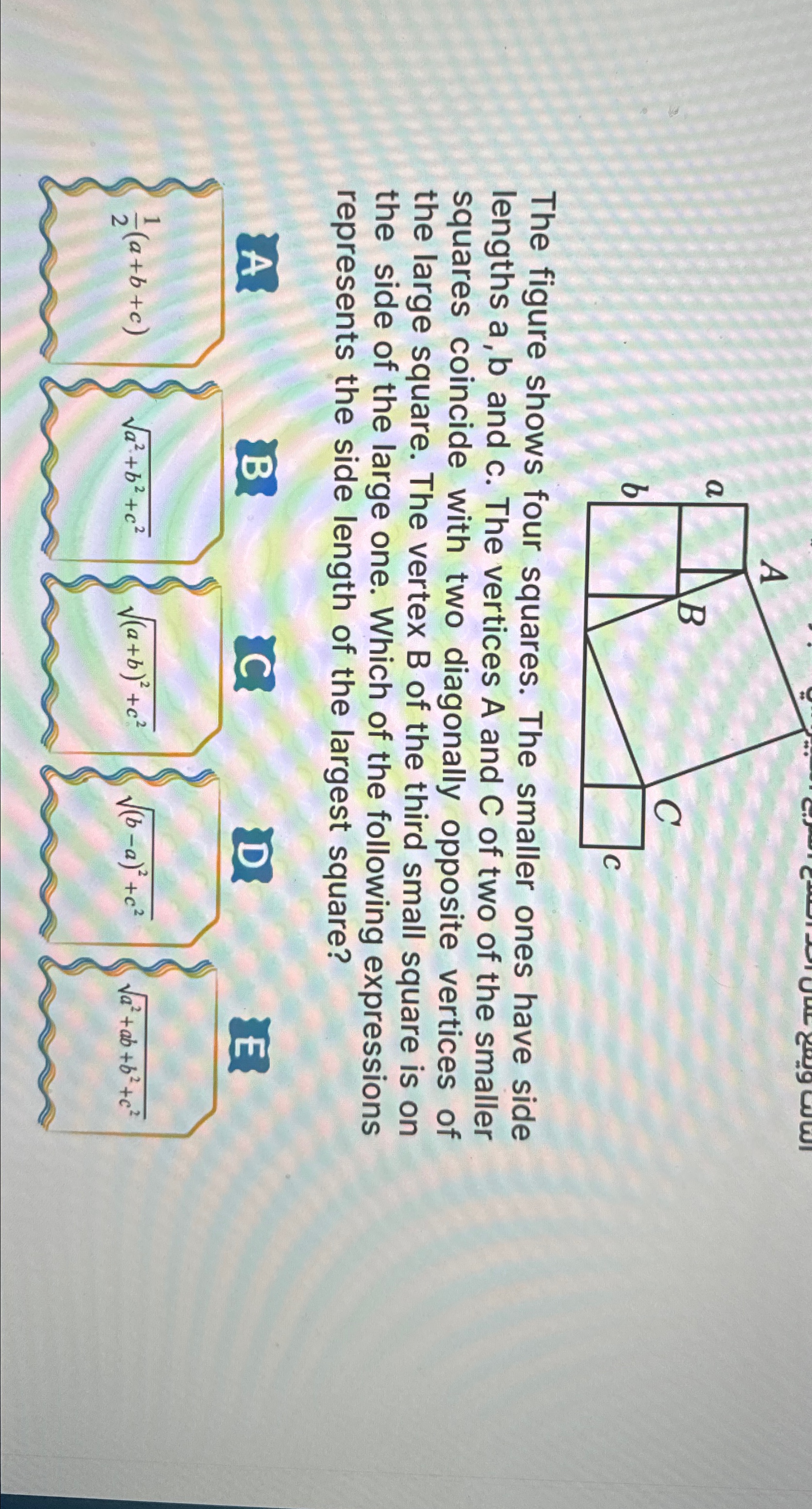 Solved The figure shows four squares. The smaller ones have | Chegg.com