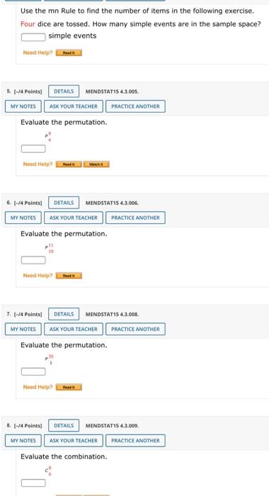 Four Dice Are Tossed How Many Simple Events Are In The Sample Space