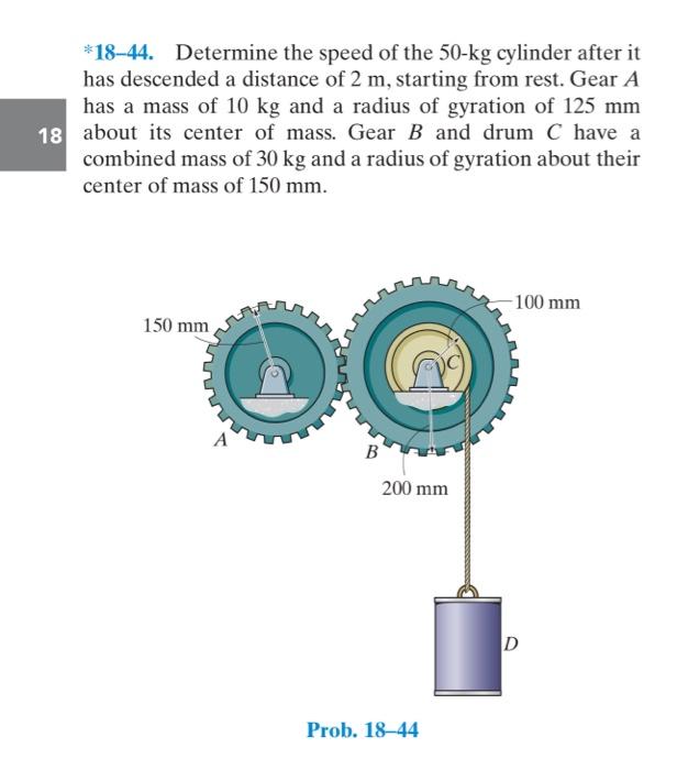 Solved * 18–44. Determine the speed of the 50-kg cylinder | Chegg.com