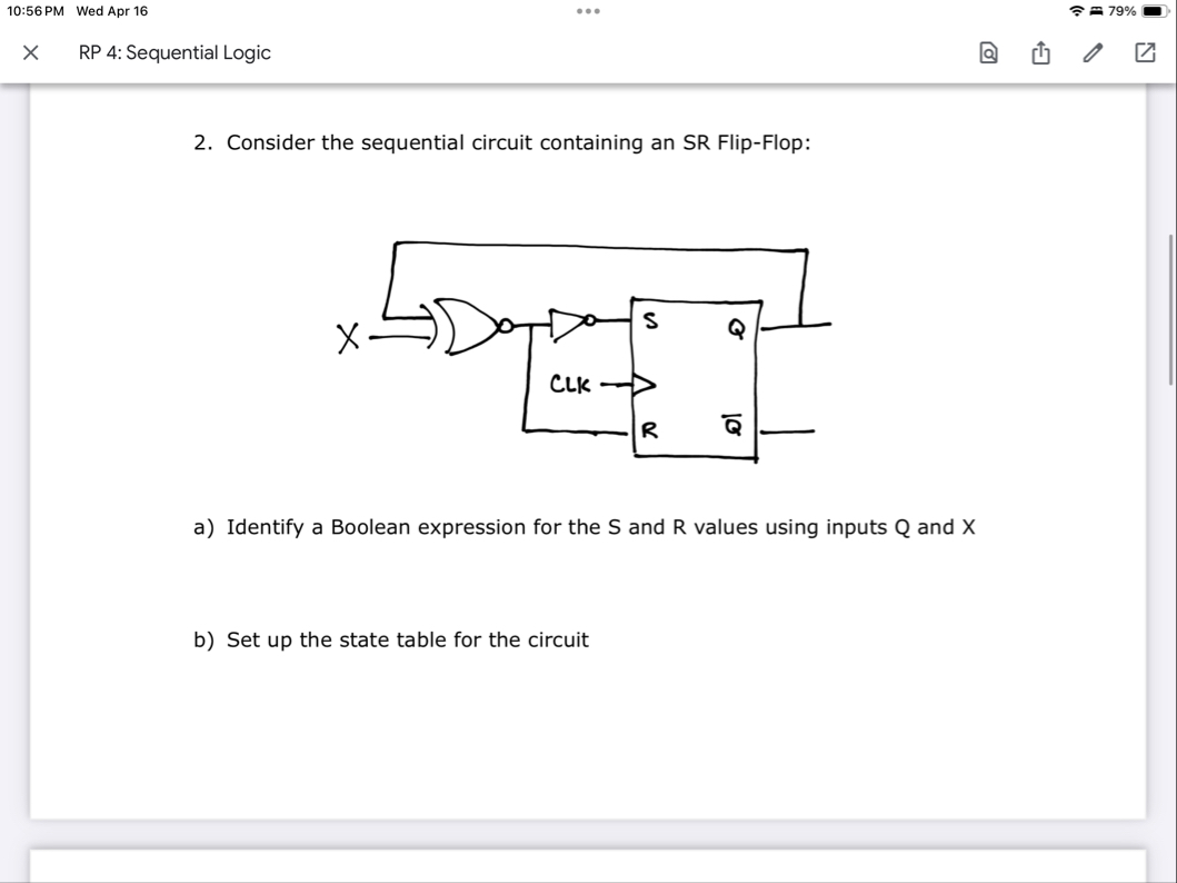 Solved 10:56 ﻿PM Wed Apr 1679%RP 4: Sequential Logic2. | Chegg.com