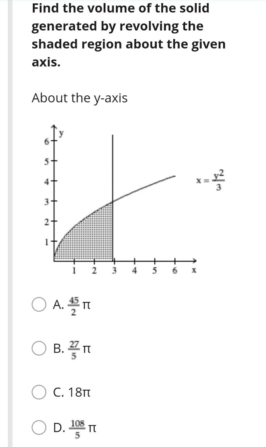 Solved Find The Volume Of The Solid Generated By Revolving