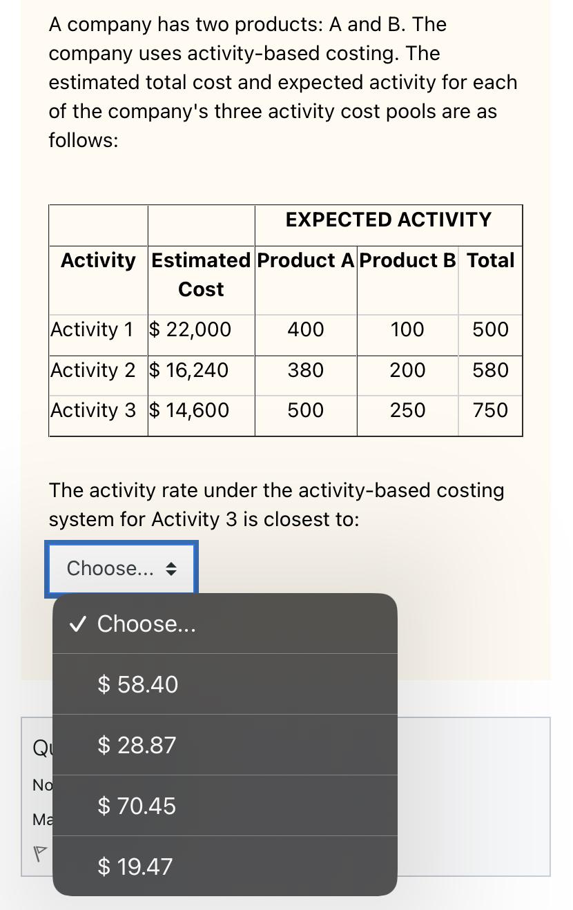 Solved A Company Has Two Products: A And B. ﻿The Company | Chegg.com