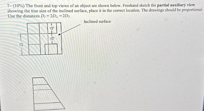 Solved 7−(10%) The front and top views of an object are | Chegg.com