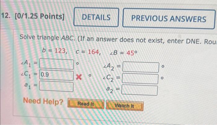 Solved Solve Triangle ABC. (If An Answer Does Not Exist, | Chegg.com