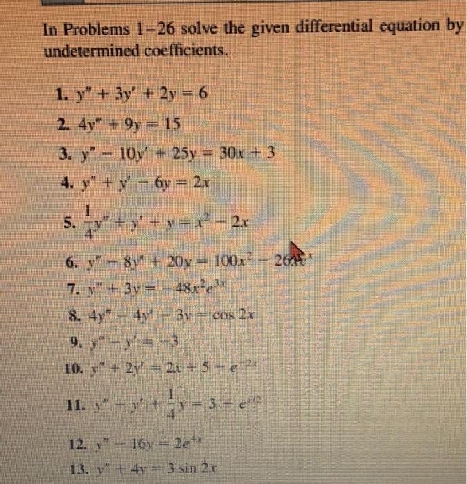 Solved In Problems 1-26 solve the given differential | Chegg.com