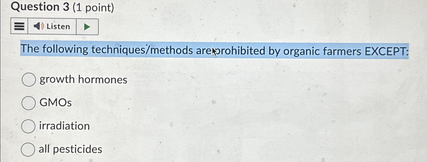 Solved Question Point Listenthe Following Chegg Com