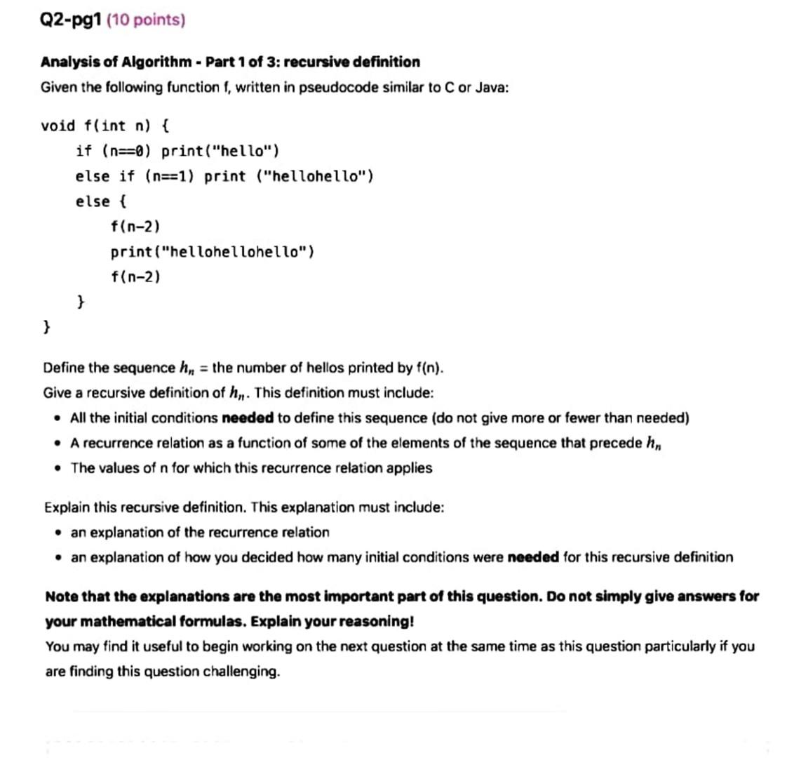 Solved Analysis of Algorithm - Part 1 of 3: recursive | Chegg.com