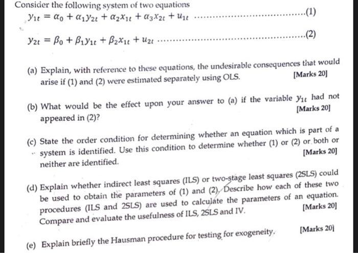Solved Consider the following system of two equations Vit = | Chegg.com
