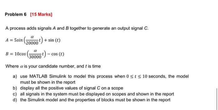 Solved A process adds signals A and B together to generate | Chegg.com
