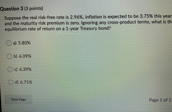 Solved Question 3 (3 Points) Suppose The Real Risk-free Rate | Chegg.com