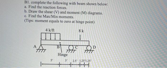 Solved B1. Complete The Following With Beam Shown Below: A. | Chegg.com