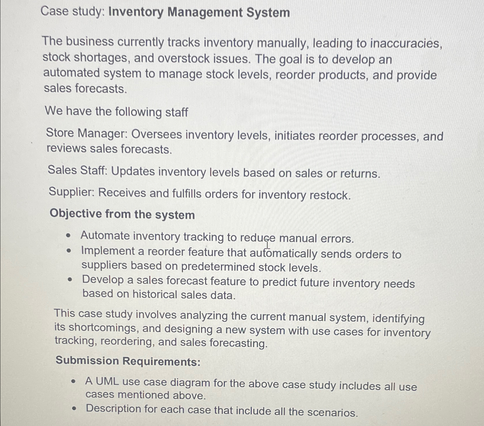 Solved Case study: Inventory Management SystemThe business | Chegg.com