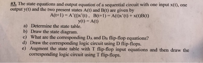 Solved #3. The state equations and output equation of a | Chegg.com