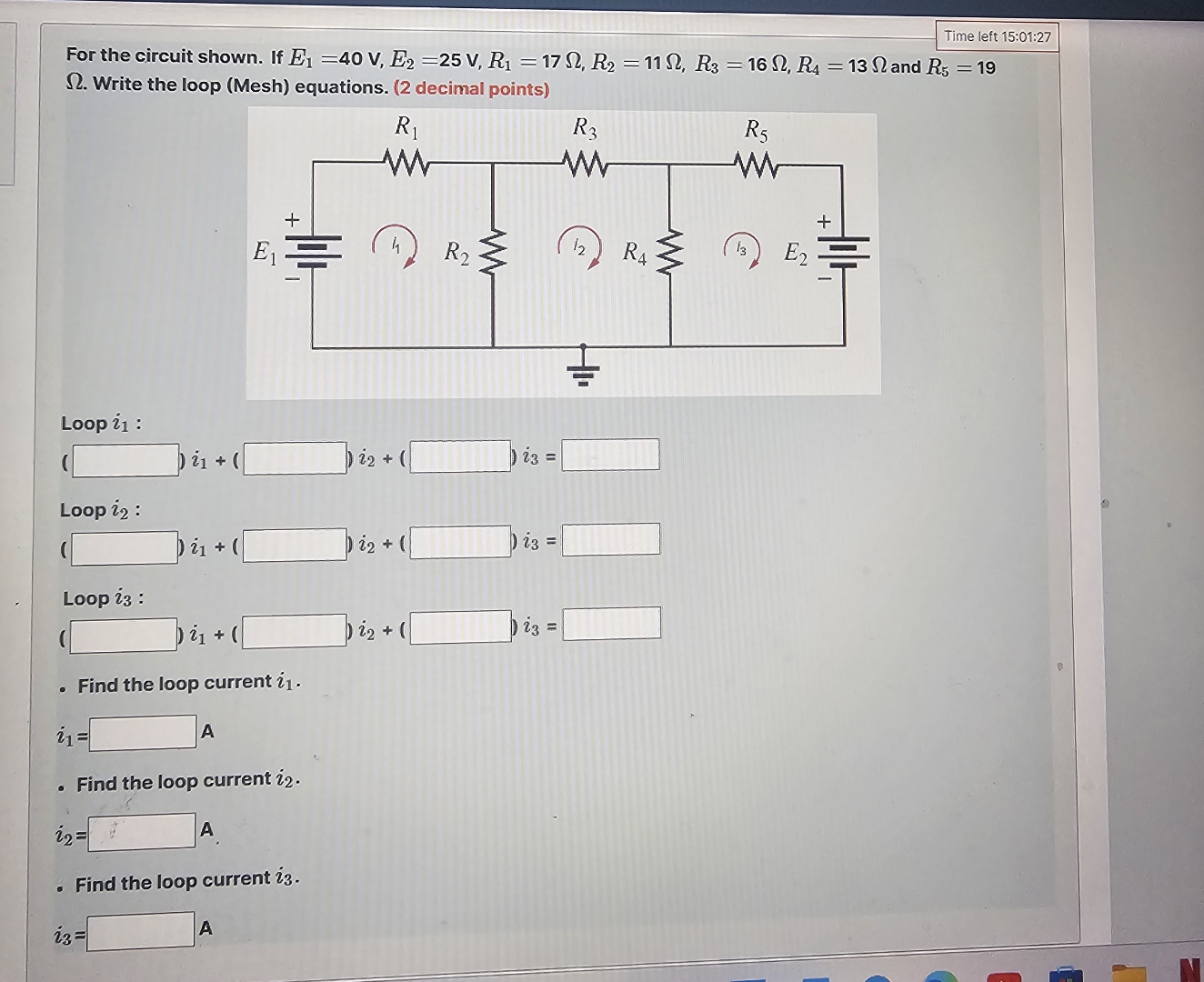 Solved Time left 15:01:27For the circuit shown. If | Chegg.com