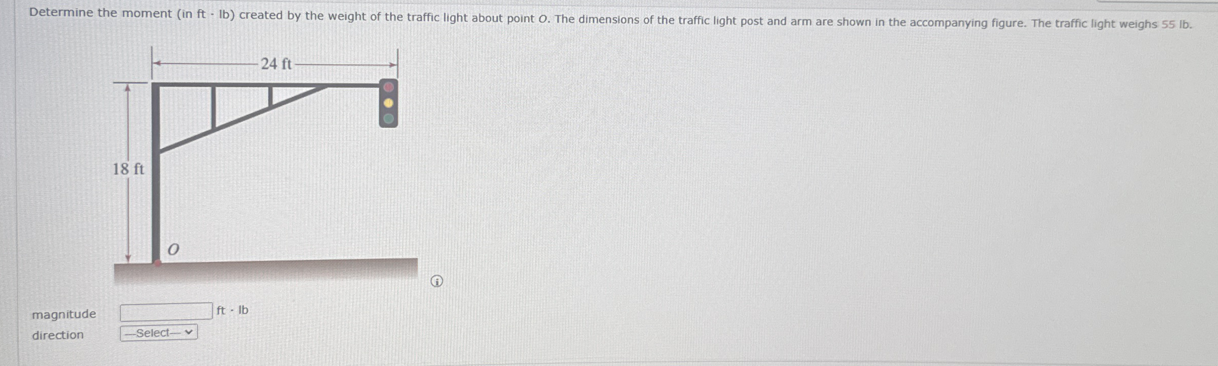 Solved Determine the moment (in ft - ﻿lb ) ﻿created by the | Chegg.com