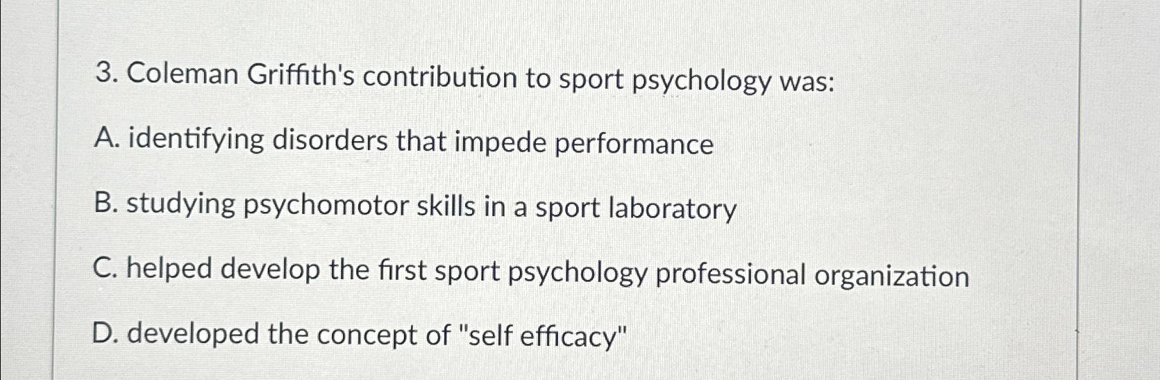 Solved Coleman Griffith's contribution to sport psychology