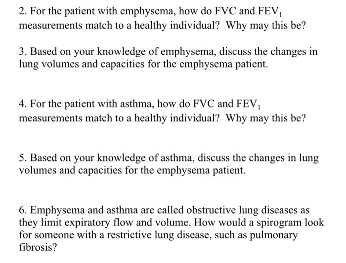 Solved 2. For the patient with emphysema, how do FVC and | Chegg.com