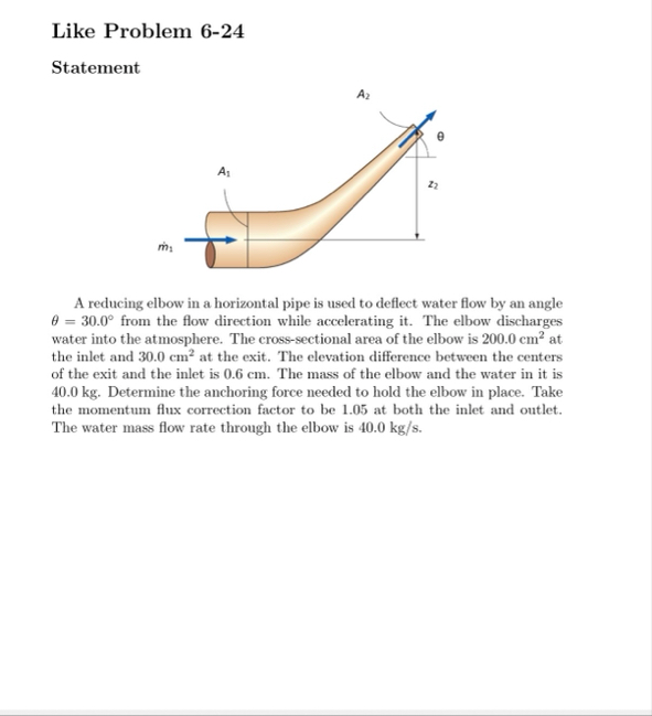 Solved Like Problem 6-24Statemer ?t A reducing elbow in a | Chegg.com