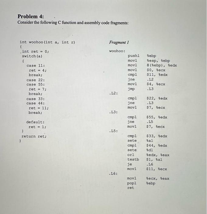 Solved which of the 3 code fragments match the c function | Chegg.com