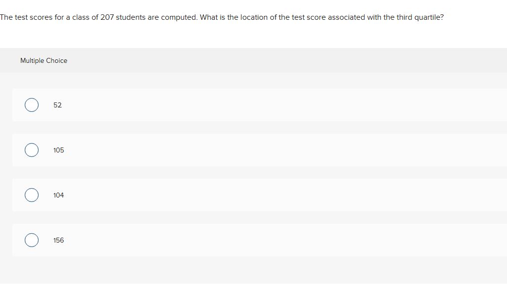 Solved The test scores for a class of 207 ﻿students are | Chegg.com