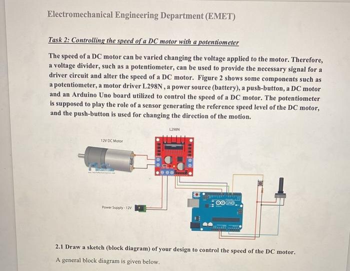 Solved Task 2: Controlling the speed of a DC motor with a | Chegg.com