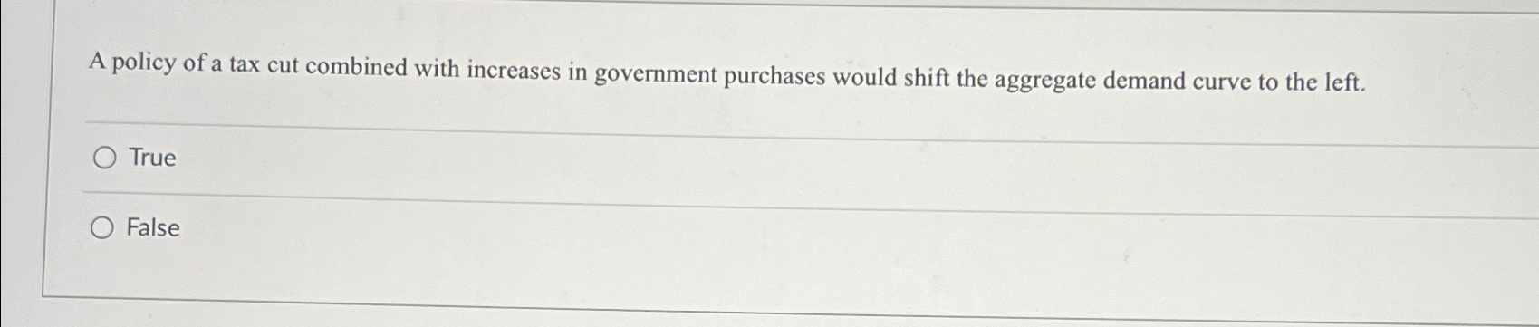 Solved A policy of a tax cut combined with increases in | Chegg.com