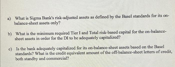 Solved 6. Sigma Bank has the following balance sheet in