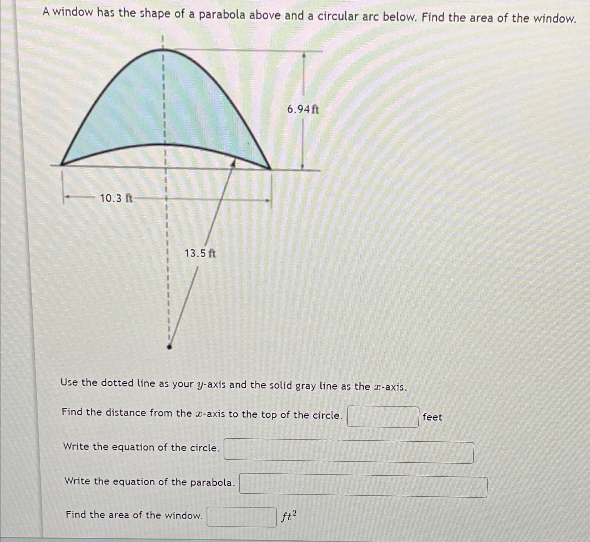 Solved A window has the shape of a parabola above and a | Chegg.com