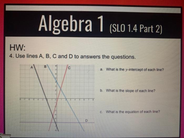 Solved Algebra 1 (SLO 1.4 Part 2) HW: 2. Find the slope of | Chegg.com