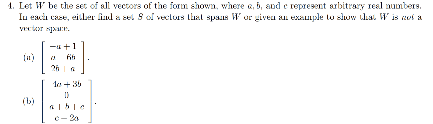 Let W be the set of all vectors of the form shown, | Chegg.com