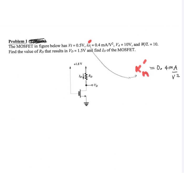 Solved Problem 1 s et The MOSFET in figure below has Vt = | Chegg.com