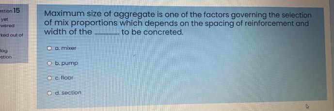 Solved estion 15 yet Maximum size of aggregate is one of the | Chegg.com