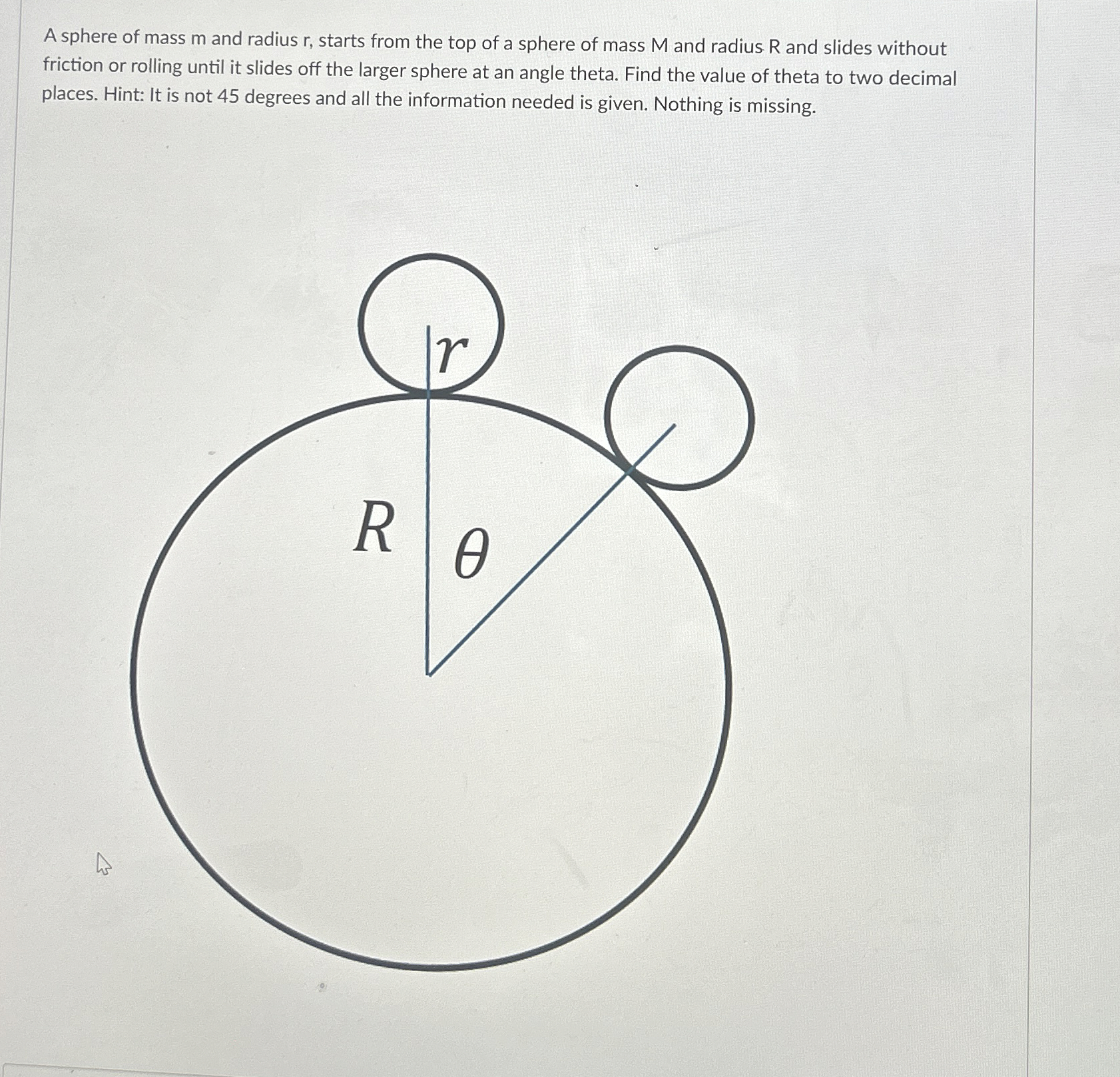 Solved A sphere of mass m ﻿and radius r, ﻿starts from the | Chegg.com