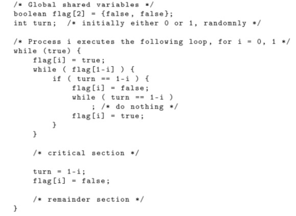 Solved Peterson's algorithm is a solution to the two-process | Chegg.com