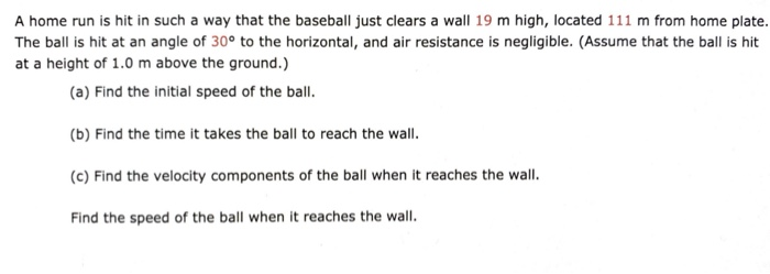 Physics Home Run Problem Solved A home run is hit in such a way that the baseball | Chegg.com