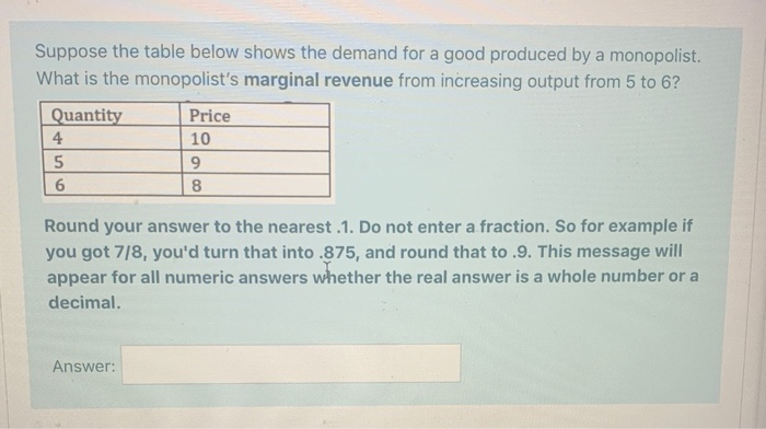 Solved Suppose the table below shows the demand for a good | Chegg.com
