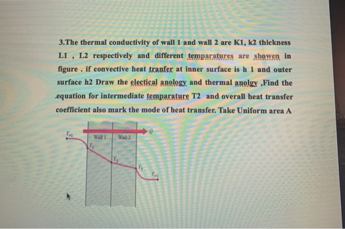 Solved 3.The thermal conductivity of wall 1 and wall 2 are | Chegg.com