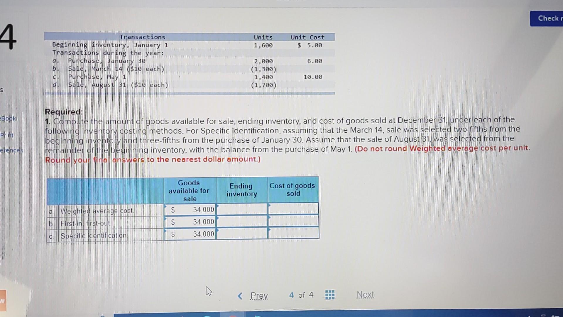 Solved Required: 1. Compute The Amount Of Goods Available | Chegg.com