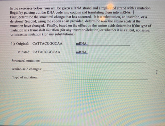 Solved In the exercises below, you will be given a DNA | Chegg.com