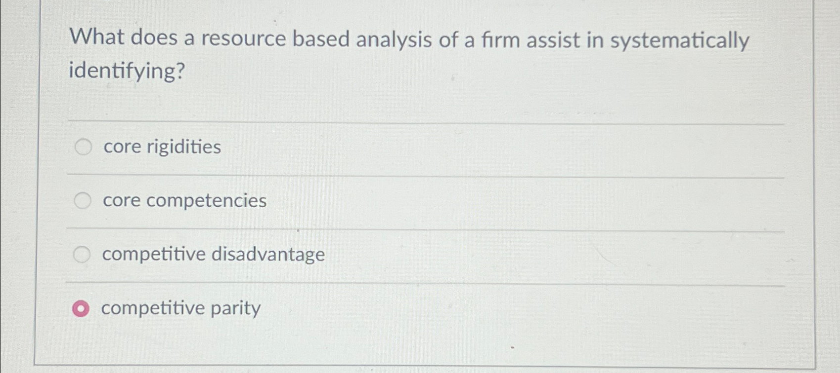 Solved What does a resource based analysis of a firm assist | Chegg.com