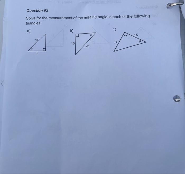 Solved Solve for the measurement of the missing angle in | Chegg.com