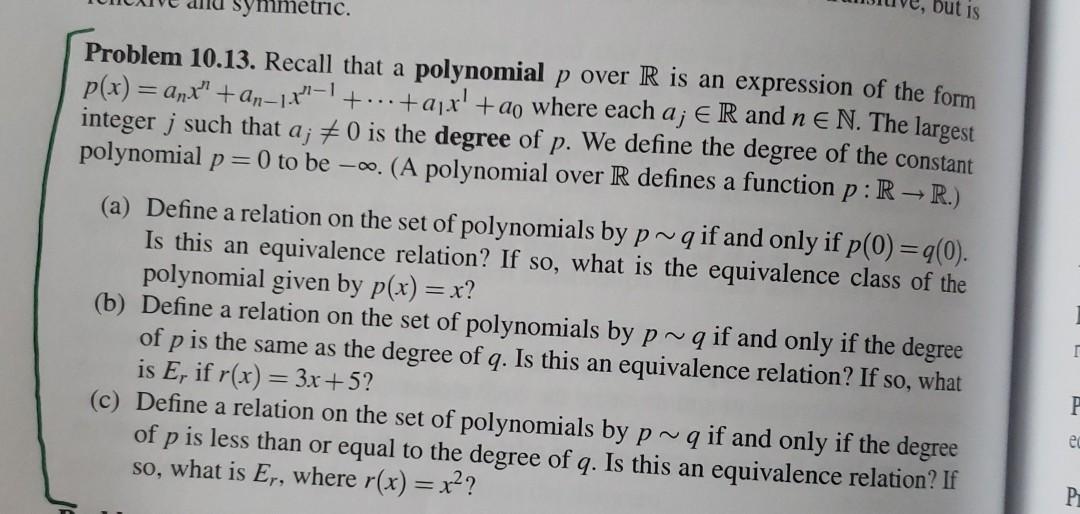 Solved symmetric. but is a Problem 10.13. Recall that a | Chegg.com