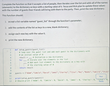 Solved Complete the function so that it accepts a list of | Chegg.com