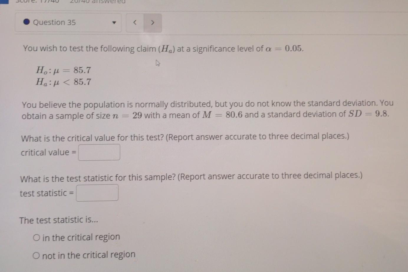 Solved 20 Udl Question 35 > 0.05. You wish to test the | Chegg.com