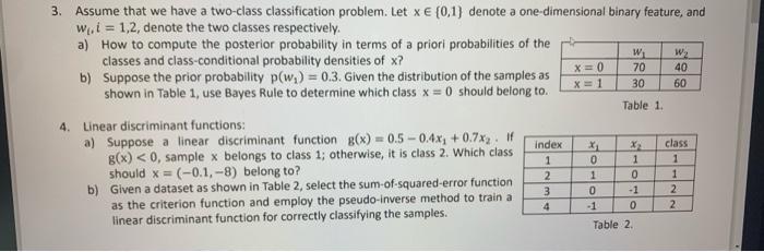 Solved 40 3. Assume that we have a two-class classification | Chegg.com