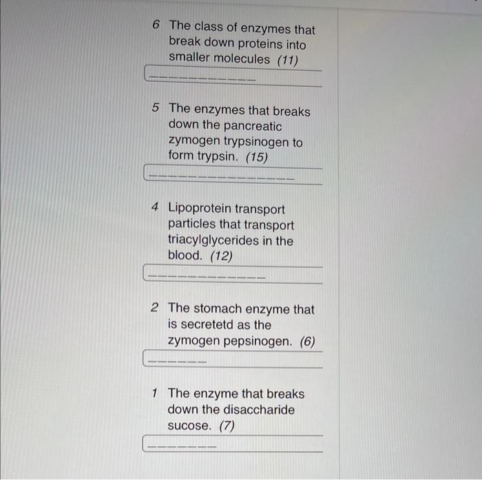 complete crossword. the number in parentheses tell