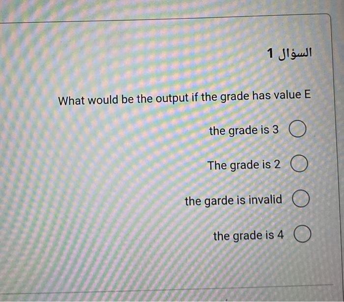 What would be the output if the grade has value E the | Chegg.com