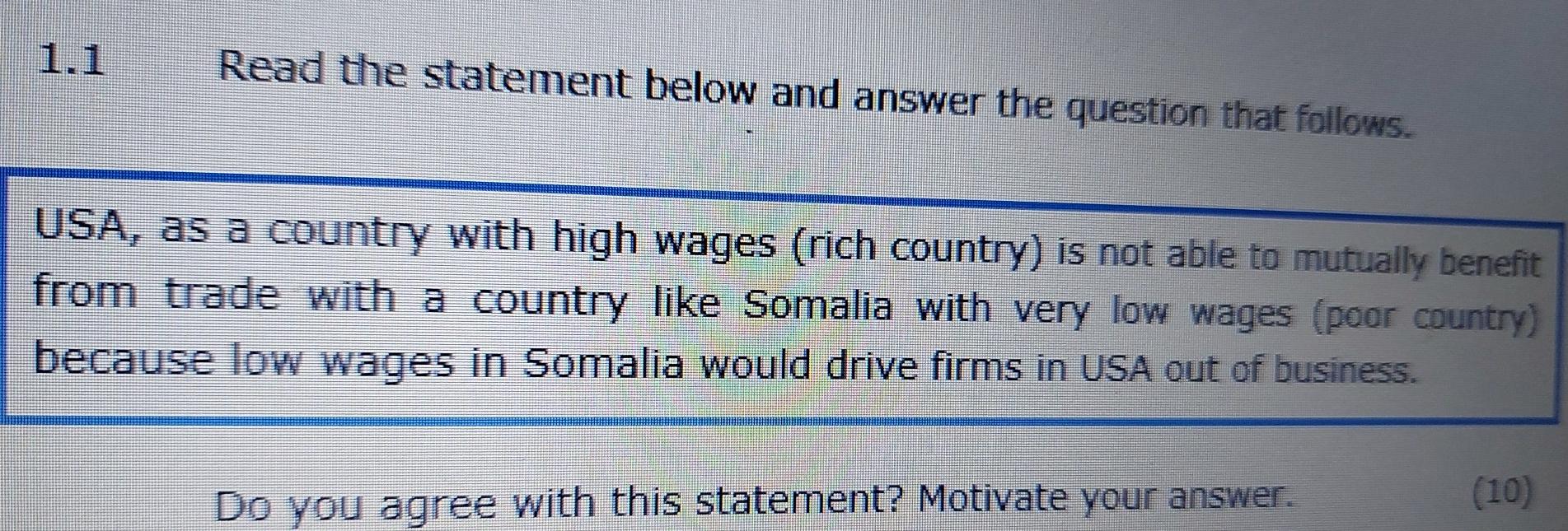 Solved 1.1 Read the statement below and answer the question | Chegg.com
